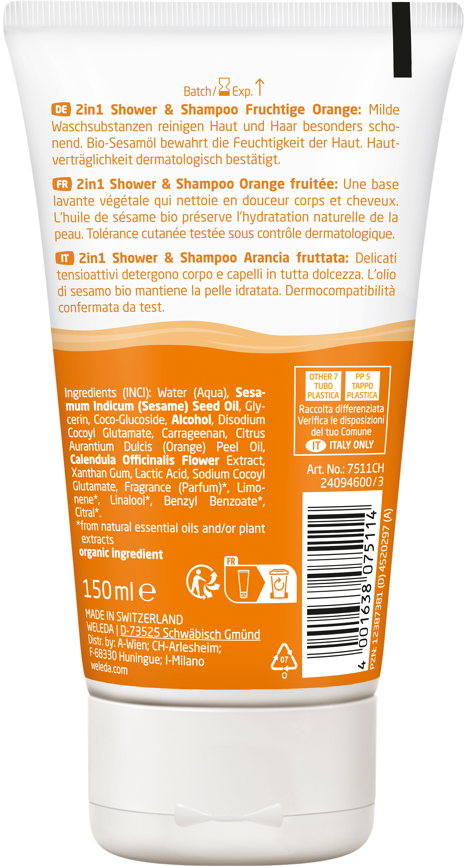 Kids 2in1 Shower & Shampoo Fruchtige Orange