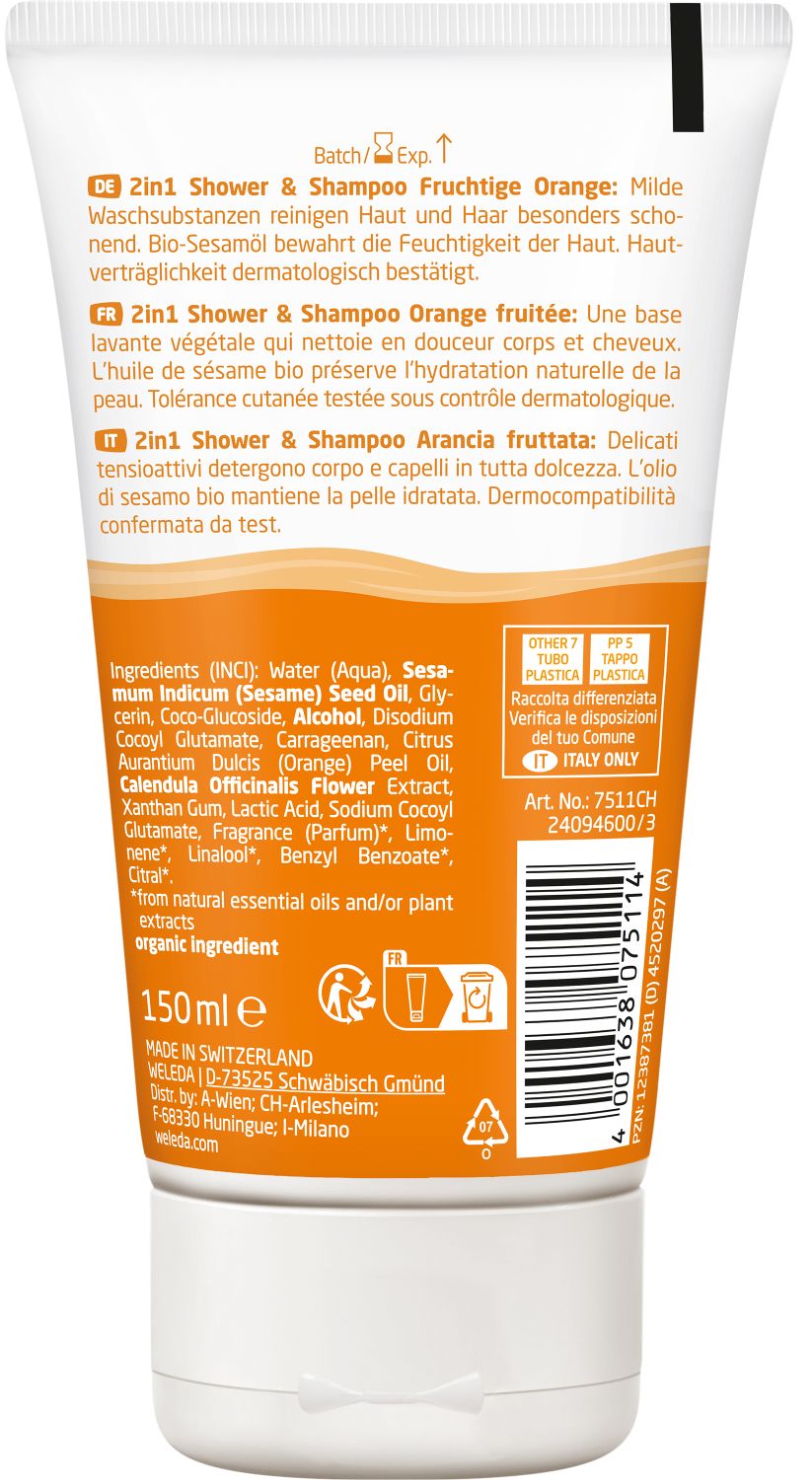 Kids 2in1 Shower & Shampoo Fruchtige Orange