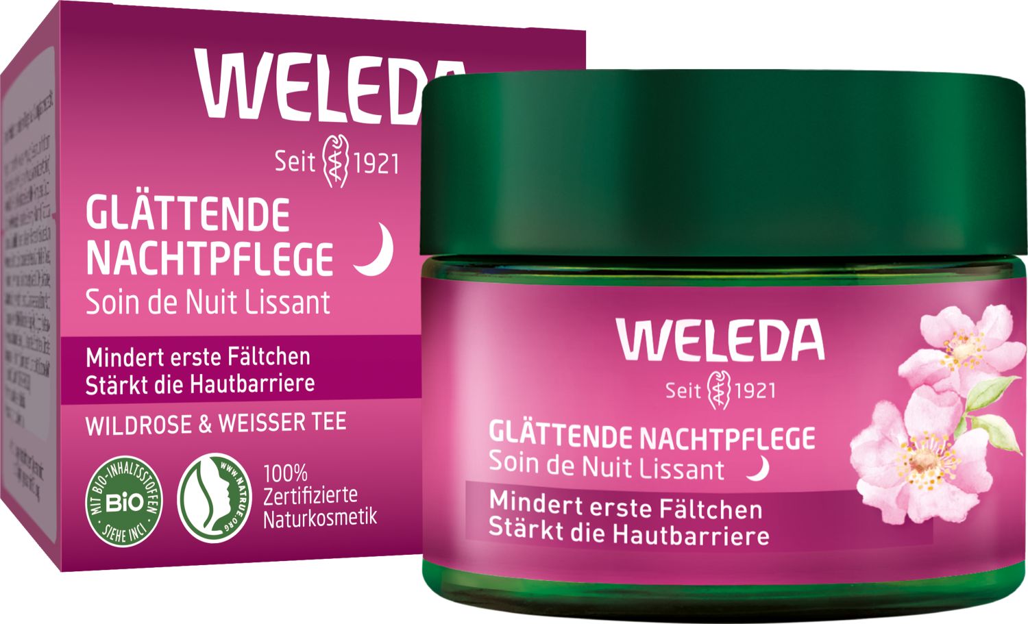 Glättende Nachtpflege Wildrose & Weißer Tee