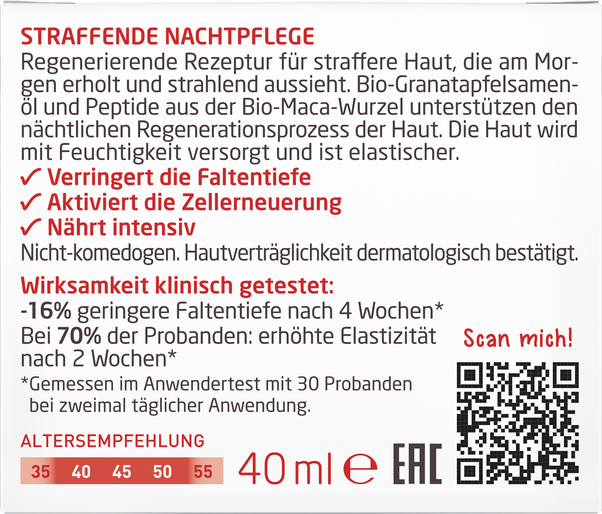 Granatapfel Straffende Nachtpflege Granatapfel und Maca-Peptide