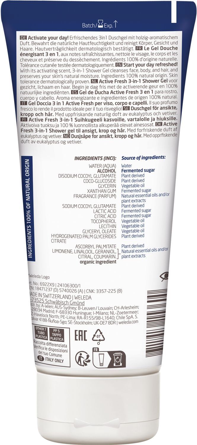 WELEDA For Men Active Fresh 3in1 Shower Gel 200ml
